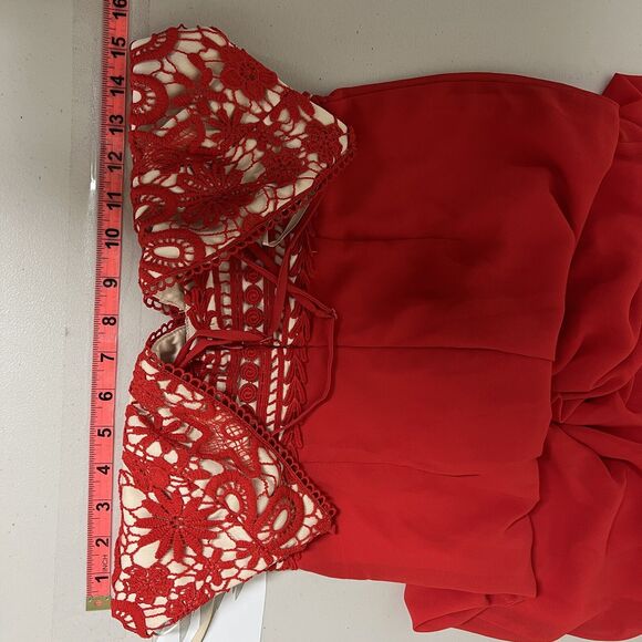 Kimcine Red Lace Jumpsuit Size S Wedding Guest Crisscross Back Formal Party Prom - Picture 15 of 16